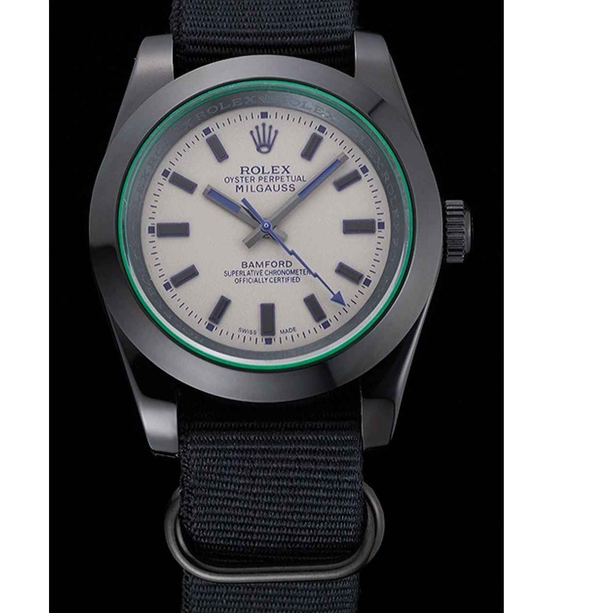 AAA replica watch Milgauss 622000 Bamford Rolex Nylon Strap Black 0815